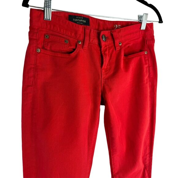 J. Crew Women Red Toothpick Ankle Jeans Slim Fit Size 25 - Picture 2 of 4